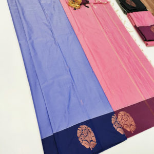 Semi Soft Silk Saree light Weight Light Blue Color w/ Blouse