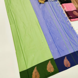 New Design Semi Soft Silk Saree light Weight Light Green Color w/ Blouse