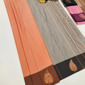 Semi Soft Silk Saree light Weight Light Orange Color w/ Blouse