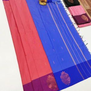 New Design Semi Soft Silk Saree light Weight Peach Color w/ Blouse