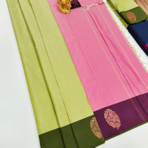 Simple Design Semi Soft silk Saree Light Weight Pista Green Color