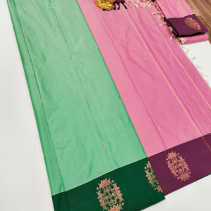 Semi Soft Silk Saree light Weight Pista Green Color w/ Blouse