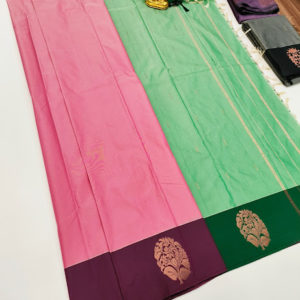 New Design Semi Soft Silk Saree light Weight Rose Color w/ Blouse