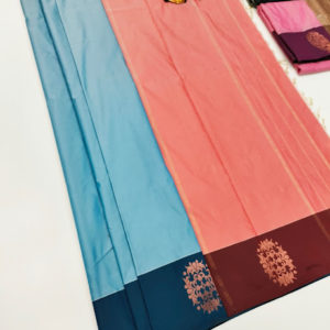Latest Design Semi Soft Silk Saree light Weight Sky Blue Color w/ Blouse