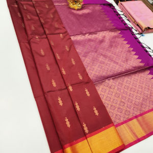 Latest Design Butta Mphoss Saree Apple Red Color w/ Blouse