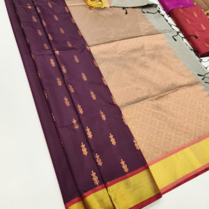 New Design Butta Mphoss Saree Brown Color w/ Blouse