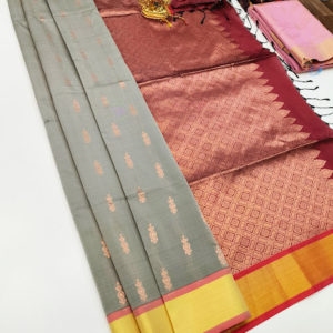 New Design Butta Mphoss Saree Cement Gray Color w/ Blouse