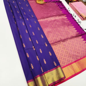 Latest Design Butta Mphoss Saree Ink Blue Color w/ Blouse