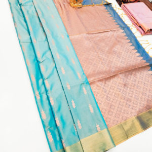 Unique Design Butta Mphoss Saree Sky Blue Color w/ Blouse