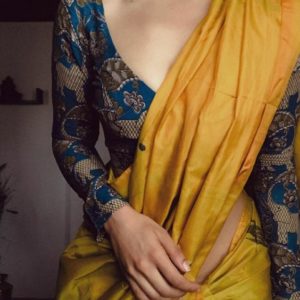 Kalamkari Full Sleeve Designer Blouse Blue color