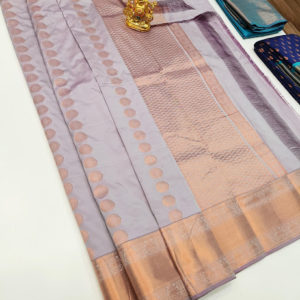 New Design High Fancy Kanjivaram Silk Saree Mix Light Violet Color w/ Blouse