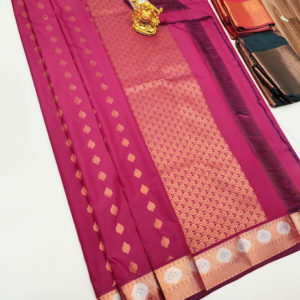 High Fancy Kanjivaram Silk Saree Mix Magenta Color w/ Blouse
