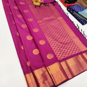 High Fancy Kanjivaram Silk Saree Mix Magenta Color w/ Blouse