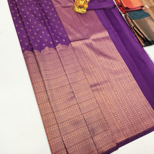 Unique Design High Fancy Kanjivaram Silk Saree Mix Purple Color w/ Blouse