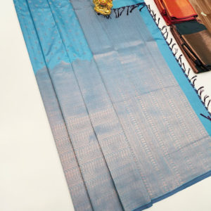 Latest Design High Fancy Kanjivaram Silk Saree Mix Sky Blue Color w/ Blouse