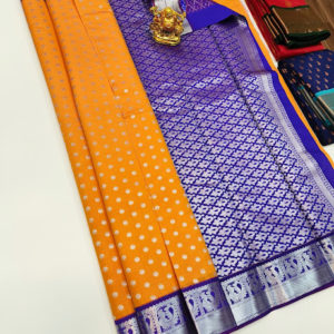 Trendy Design High Fancy Kanjivaram Silk Saree Mix Yellow Color w/ Blouse