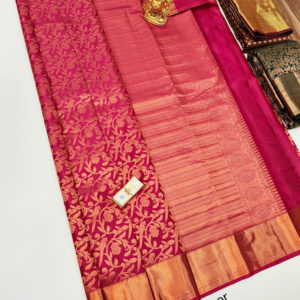 Kanjivaram Pure Wedding Silk Saree Pink Color w/ Blouse