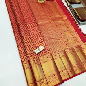 Kanjivaram Pure Wedding Silk Saree Red Color w/ Blouse