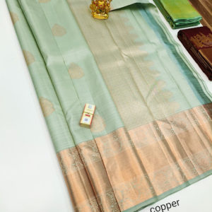 Pure Kanjivaram Fancy Silk Saree Light Pista Green Color w/ Blouse