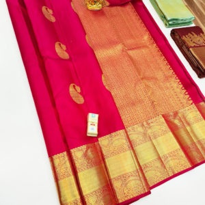 Mango Design Pure Kanjivaram Fancy Silk Saree Pink Color w/ Blouse