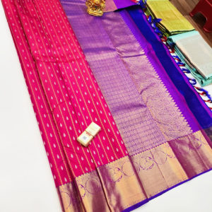 Unique Design Pure Kanjivaram Fancy Silk Saree Pink Color w/ Blouse