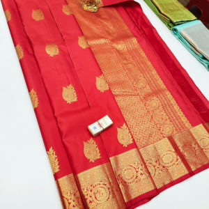 New Trendy Design Pure Kanjivaram Fancy Silk Saree Red Color