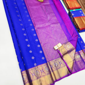 New Design Pure Soft Silk Saree Blue Color w/ Blouse