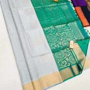 Latest Design Pure Soft Silk Saree Gray Color w/ Blouse