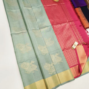 Pure Soft Silk Saree Light Pista Color w/ Blouse