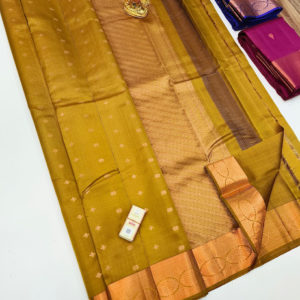 New Design Pure Soft Silk Saree Olive Green Color w/ Blouse