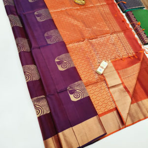 Latest Design Pure Soft Silk Saree Purple Color w/ Blouse