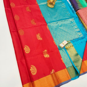 New Trendy Pure Soft Silk Saree Red Color w/ Blouse