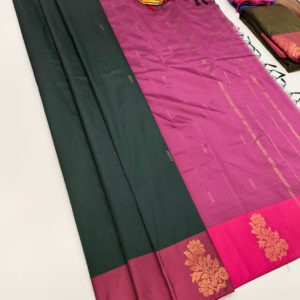 Trendy Simple Design Semi Soft silk Saree Light Weight Dark Gray Color w/ Blouse