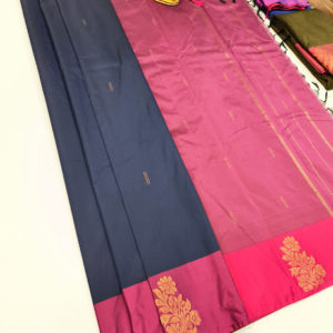 Simple Unique Design Semi Soft silk Saree Light Weight Elephant Color w/ Blouse