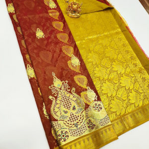 Light Weight Butta Mphoss Saree Chocolate Color w/ Blouse