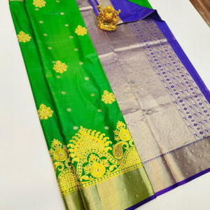 Light Weight Butta Mphoss Saree Green Color w/ Blouse