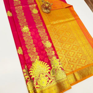 New Design Butta Mphoss Saree Pink Color w/ Blouse