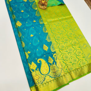 Beautiful Design Butta Mphoss Saree Sky Blue Color w/ Blouse