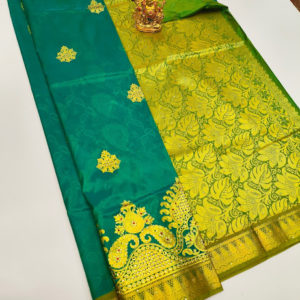 New Design Butta Mphoss Saree Teal Green Color w/ Blouse