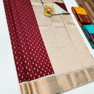 High Fancy Kanjivaram Silk Saree Mix Apple Red Color w/ Blouse