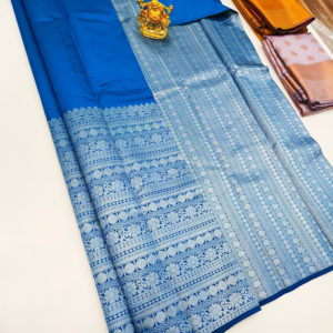 High Fancy Kanjivaram Silk Saree Mix Blue Color w/ Blouse