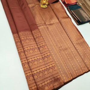 Latest Design High Fancy Kanjivaram Silk Saree Mix Chocolate Color w/ Blouse