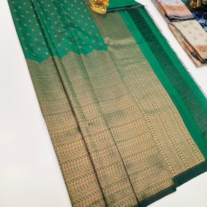 High Fancy Kanjivaram Silk Saree Mix Green Color w/ Blouse
