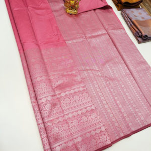 Different Design High Fancy Kanjivaram Silk Saree Mix Lotus Color w/ Blouse