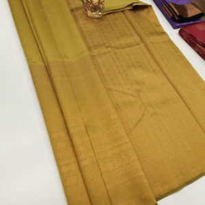 Unique Design and Color High Fancy Kanjivaram Silk Saree Mix Olive Green Color w/ Blouse