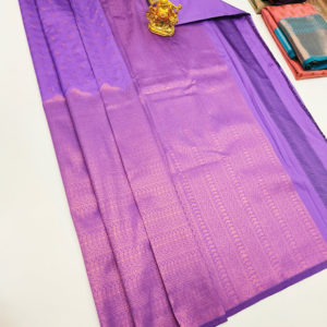New Design High Fancy Kanjivaram Silk Saree Mix Violet Color w/ Blouse