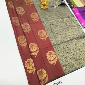 K.M.D Soft 75% Pure Silk Saree Chocolate Color w/ Blouse