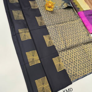 K.M.D Soft 75% Pure Silk Saree Elephant Gray Color w/ Blouse