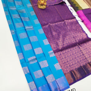 K.M.D Soft 75% Pure Silk Saree Light Blue Color w/ Blouse