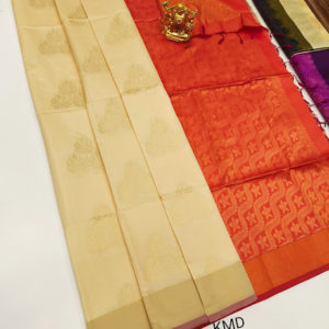 K.M.D Soft 75% Pure Silk Saree Off White Color w/ Blouse